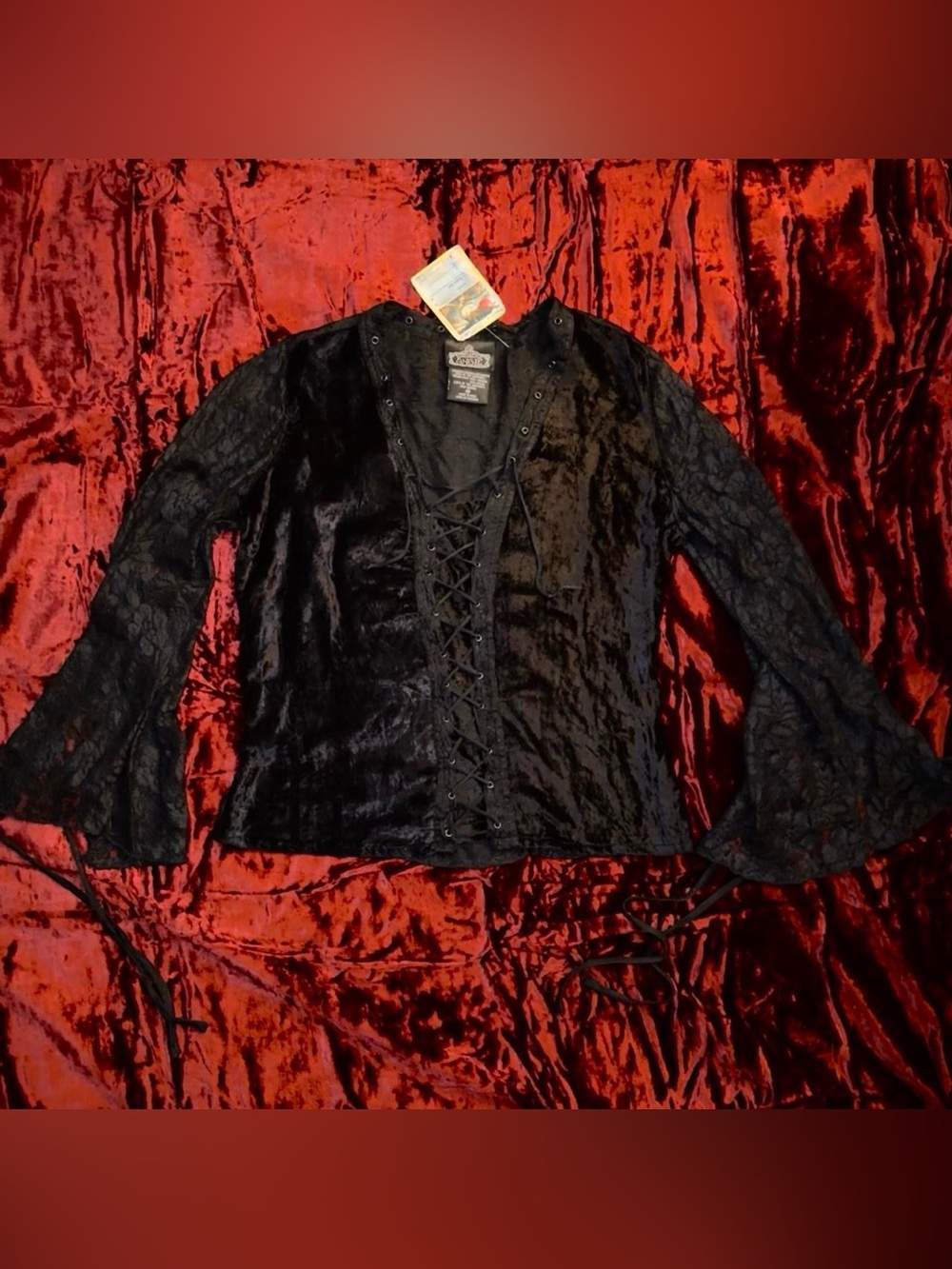 Vintage Angie Goth Velvet Lace-Up Top 🖤 - Picture 2 of 8